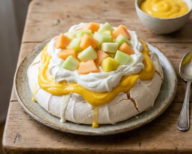 Pavlova with Mango Cream and Whipped Cream