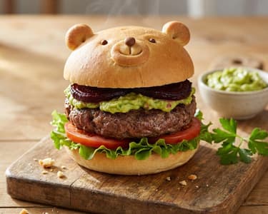 Bear Burger with Guacamole and Beetroot