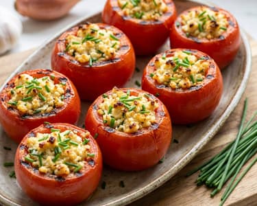Grilled Stuffed Tomatoes with Quark and Parmesan