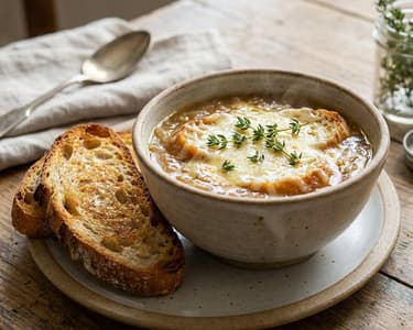 Schnelle Zwiebelsuppe mit Thymian