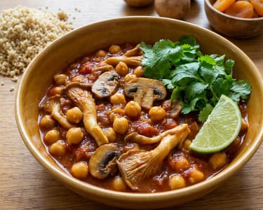 Vegetarische Kichererbsen-Pfanne mit Austernpilzen