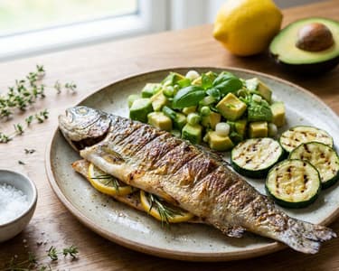 Gegrillte Forelle mit Avocadosalat