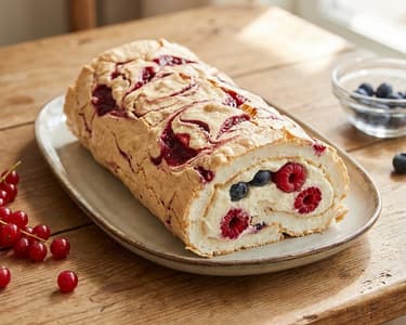 Meringue Roulade with Garden Fruits