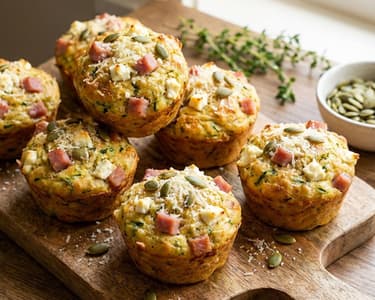 Herzhafte Zucchini-Muffins mit Schinken und Feta