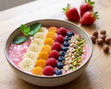 Smoothie Bowl with Strawberries and Bananas