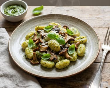 Gnocchi mit Champignons und Pesto | Schnelles Feierabendgericht