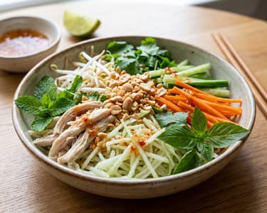 Vietnamesischer Kohlrabisalat mit Hähnchen (Nộm su hào)