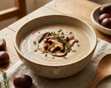 Kastaniencremesuppe mit Shiitake-Pilzen