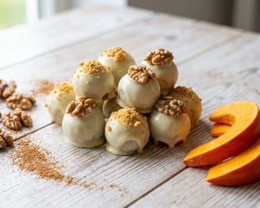 Kürbis-Pralinen in weißer Schokolade