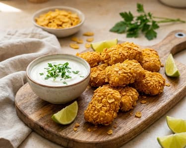 Knusprige Hähnchen-Nuggets mit Joghurt-Dip