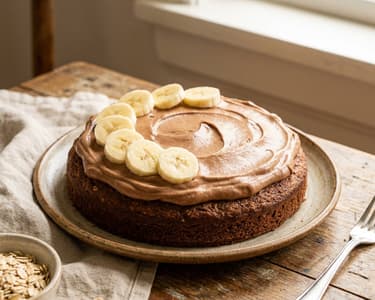 Healthy Chocolate Oat Cake with Banana Frosting
