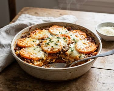Süßkartoffel-Lasagne mit Rinderhackfleisch