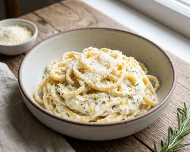 Cremige Zitronen-Rosmarin-Pasta mit Ricotta