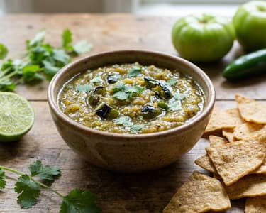 Roasted Green Tomato Salsa with Tortilla Chips