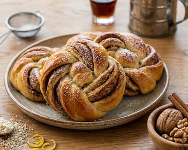 Zimtzöpfe aus Hefeteig mit Walnüssen