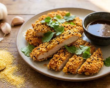 Hähnchenschnitzel mit Miso und Koriander