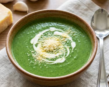 Cremige Spinatsuppe mit Parmesan