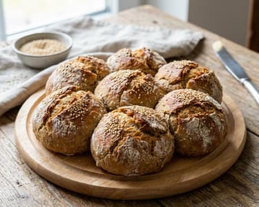 Herzhafte Quark-Roggen-Brötchen mit Sesam