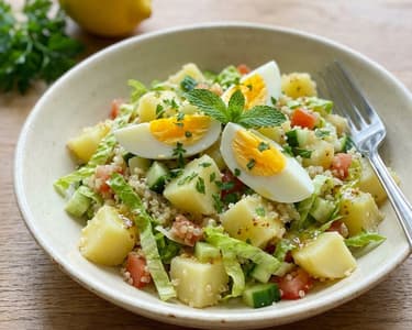 Kartoffelsalat mit Eiern und Quinoa