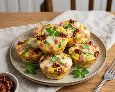 Herzhafte Eier-Muffins mit Schinken und Mozzarella