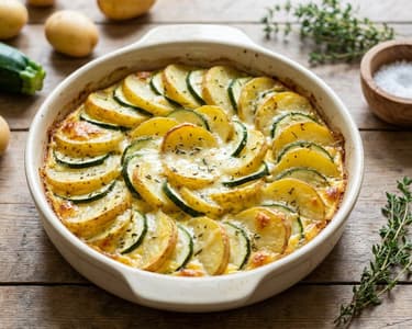 Potato and Zucchini Gratin with Mozzarella