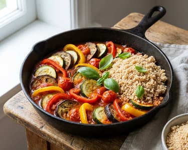 Ratatouille aus der Pfanne mit Vollkorn-Couscous