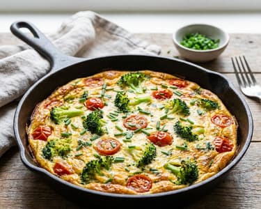 Herzhafte Gemüse-Frittata mit Brokkoli und Tomaten