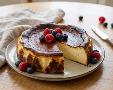 Basque Cheesecake with Fresh Berries