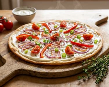 Flammkuchen with Bacon and Vegetables | Crispy & Quick