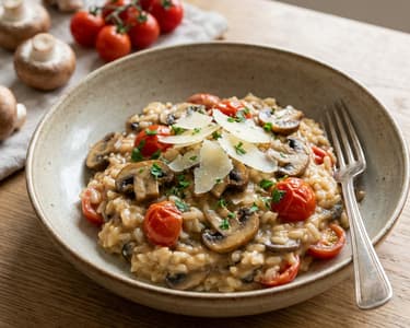 Creamy Mushroom Risotto with Cherry Tomatoes