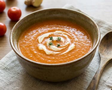 Rote Linsensuppe mit Ingwer und Tomaten
