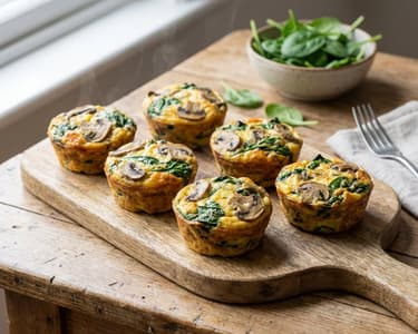 Eier-Muffins mit Pilzen und Spinat | Gesundes Frühstück