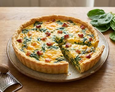 Hearty Cheese Quiche with Spinach and Bacon