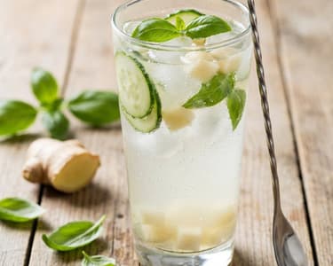 Ginger-Cucumber Lemonade with Pear & Basil