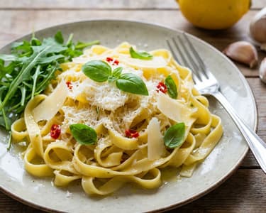 Zitronen-Tagliatelle | Schnelle Pasta mit Parmesan & Basilikum