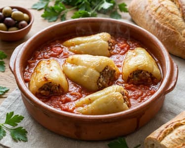 Stuffed Bell Peppers in Tomato Sauce | Hearty Classic