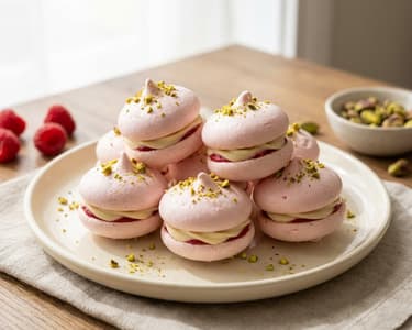 Himbeer-Baiser-Küsschen mit weißer Schokolade