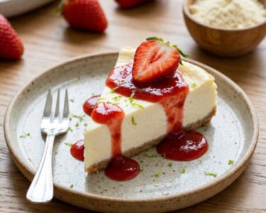 Yogurt Cheesecake with Strawberry Sauce
