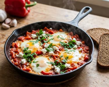 Shakshuka mit Ziegenkäse | Würzig & Gesund