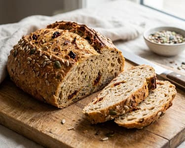 Körnerbrot mit Nüssen und getrockneten Tomaten