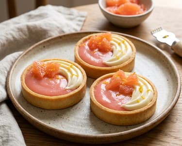 Grapefruit-Tartelettes mit weißer Schokolade und Gin