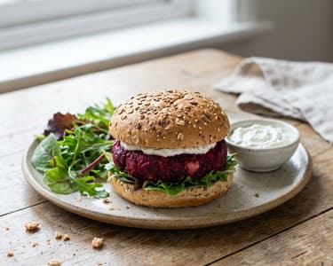Beetroot Burgers with Goat Cheese Dip