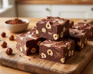 Schokoladen-Fudge mit Haselnüssen