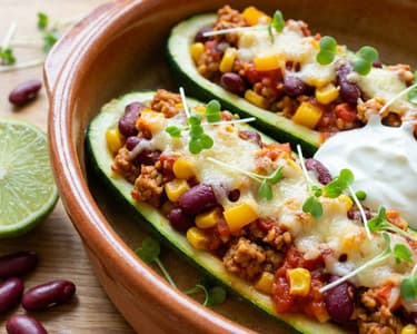 Gratinated Zucchini with Tempeh
