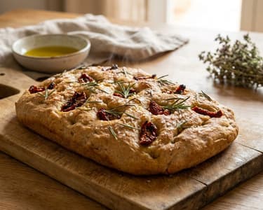 Dinkel-Focaccia mit Rosmarin und Tomaten