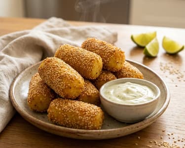 Crispy Sesame Croquettes with Cheddar