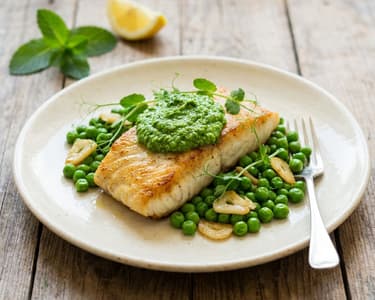 Heilbutt mit Erbsenpesto | Leicht & Gesund