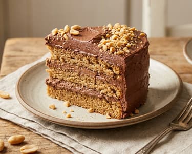 Glutenfreier Erdnussbutter-Kuchen mit Schokocreme
