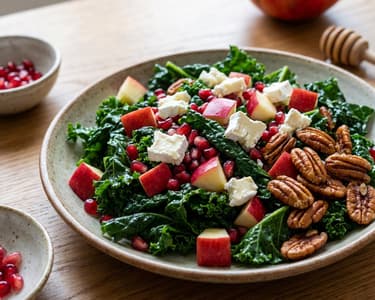 Grünkohlsalat mit Pekannüssen und Ziegenkäse