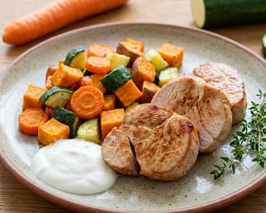 Putensteak mit Ofengemüse | Gesund & Leicht